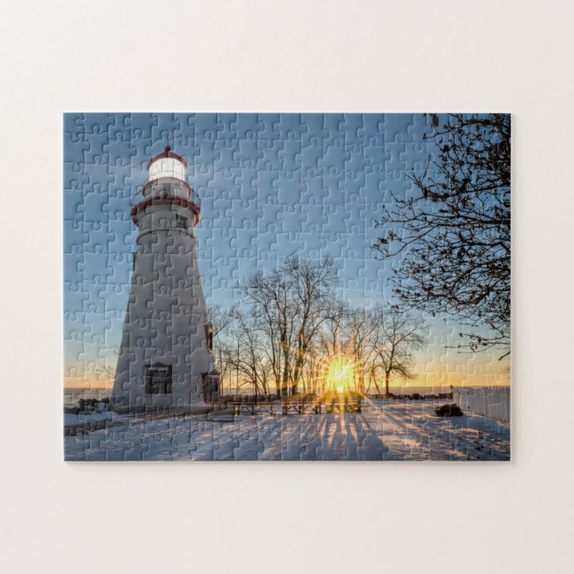 Marblehead Lighthouse Winter Sunrise Jigsaw Puzzle (Horizontal)