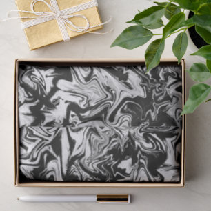 Marbleised Black and White Abstract Art Pattern Tissue Paper