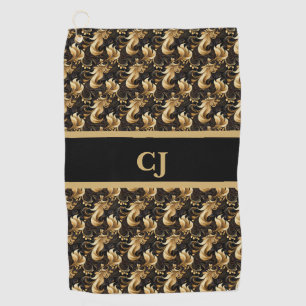 Marbleised Black Gold Golf Towel
