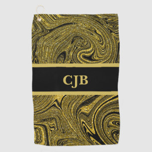 Marbleised Black Gold Golf Towel