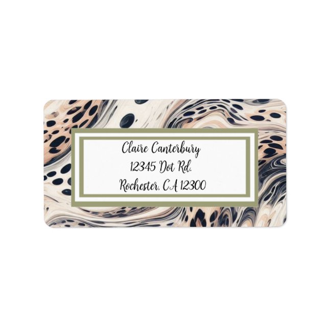 Marbleised Leopard Pattern Personalised Label (Front)