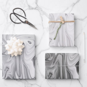 Marbleised Paint Greys Elegant Wedding Gift Wrapping Paper Sheet