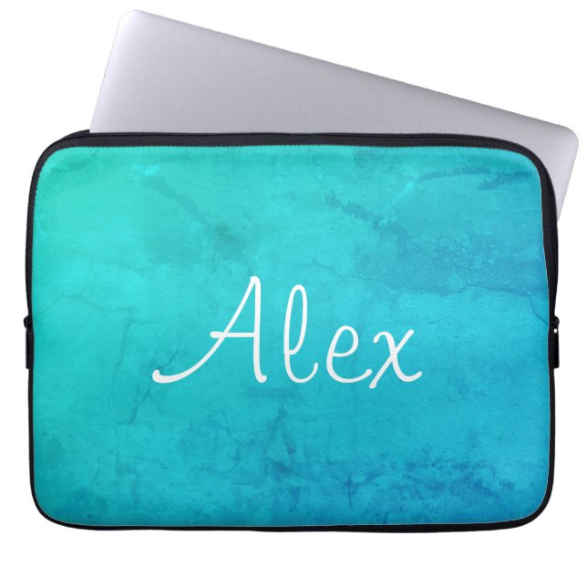 Marbleous Alluring Aqua Laptop Sleeve (Front)