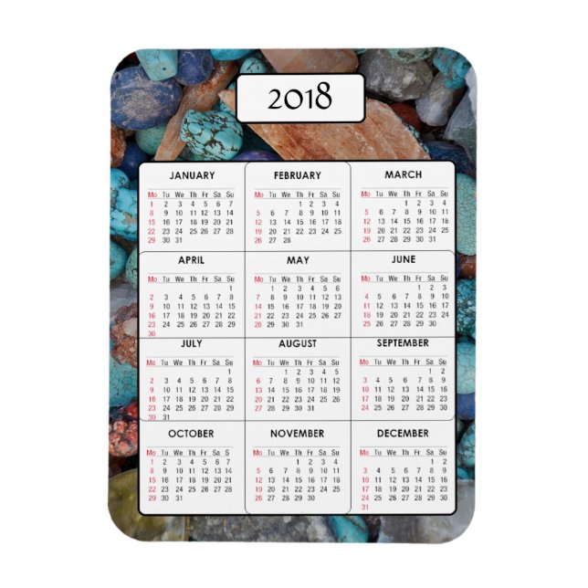 Marbles and Stones 2018 Calendar Magnet (Vertical)