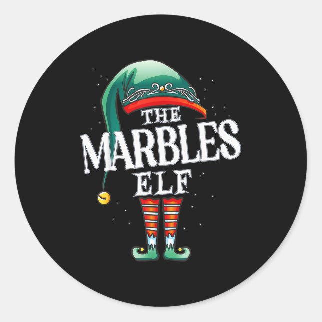 Marbles Elf Christmas Group Xmas Pajama Party  Classic Round Sticker (Front)