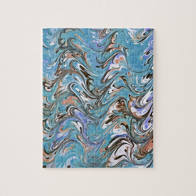 Marbling Abstract In Blue Jigsaw Puzzle (Vertical)