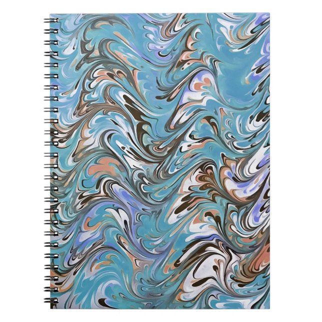 Marbling Abstract In Blue Notebook (Front)