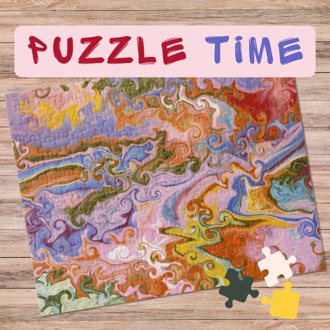 Marbling Art Colorful Flow orange violet Jigsaw Puzzle (Creator Uploaded)