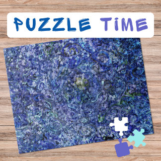 Marbling Art February deep blue rose - difficult Jigsaw Puzzle
