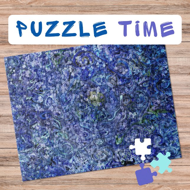 Marbling Art February deep blue rose - difficult Jigsaw Puzzle (Creator Uploaded)