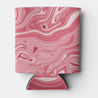 Marbling Art: Red Abstract Elegance. Can Cooler