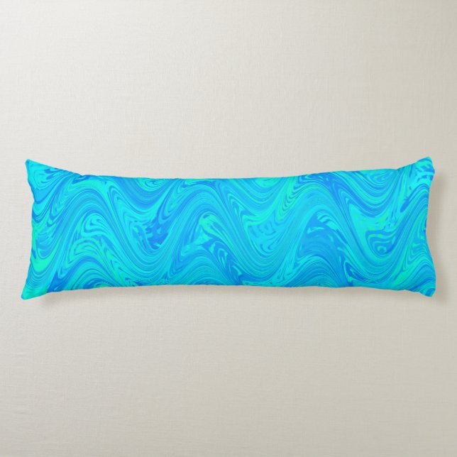 Marbling Blue Green Pattern Body Cushion (Front)