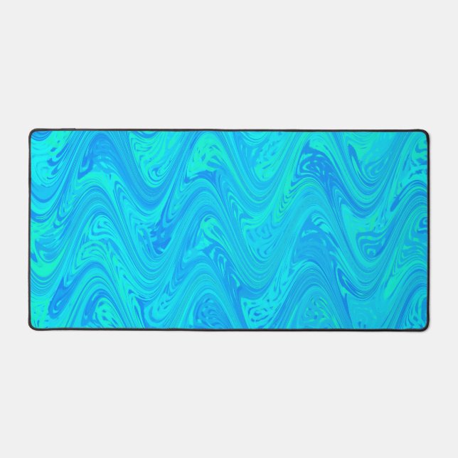 Marbling Blue Green Pattern Desk Mat (Front)