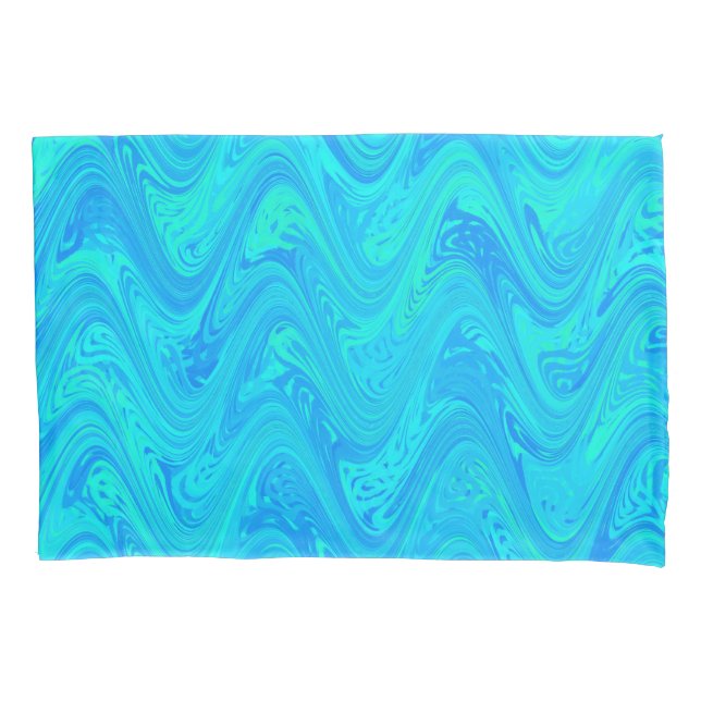 Marbling Blue Green Pattern Pillowcase (Front)