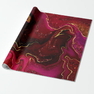 Marbling golden red design wrapping paper