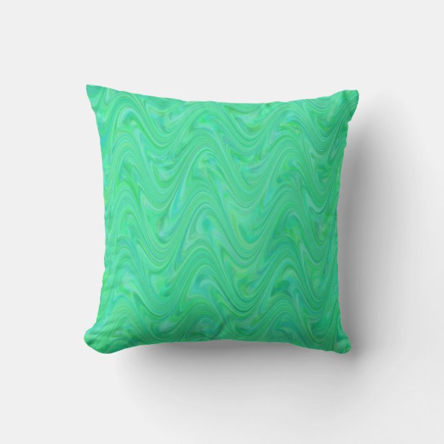 Marbling  Green Blue Pattern Cushion (Front)