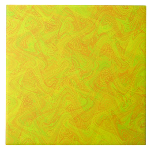 Marbling Green Orange Pattern Ceramic Tile (Front)