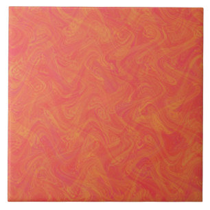Marbling Orange Pattern Ceramic Tile