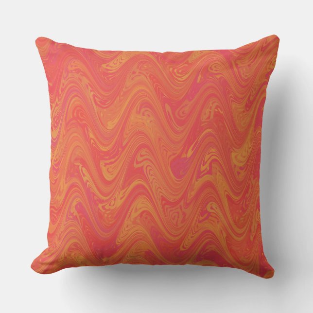 Marbling Orange Pink Red Pattern Cushion (Front)