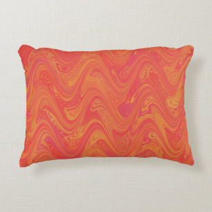 Marbling Orange Pink Red Pattern Decorative Cushion