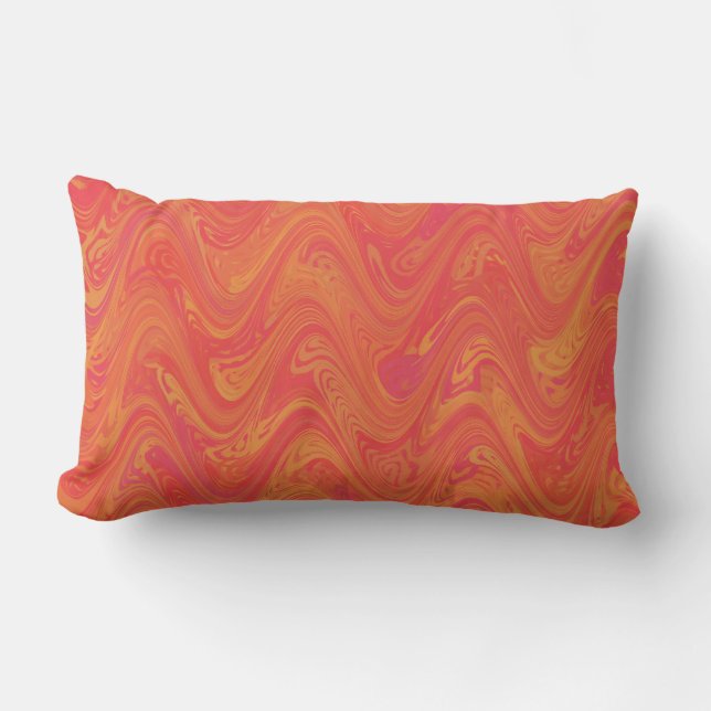 Marbling Orange Pink Red Pattern Lumbar Cushion (Front)