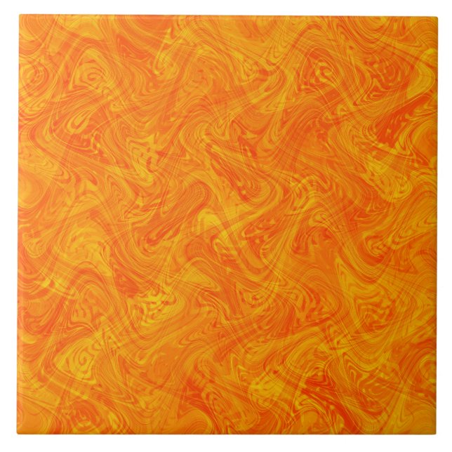 Marbling Orange Yellow Pattern Ceramic Tile (Front)