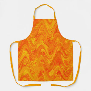 Marbling Orange Yellow Red Pattern Apron