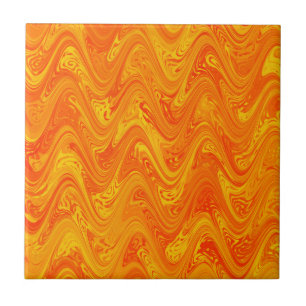Marbling Orange Yellow Red Pattern Ceramic Tile