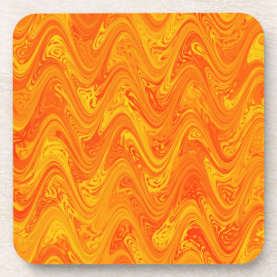 Marbling Orange Yellow Red Pattern Coaster
