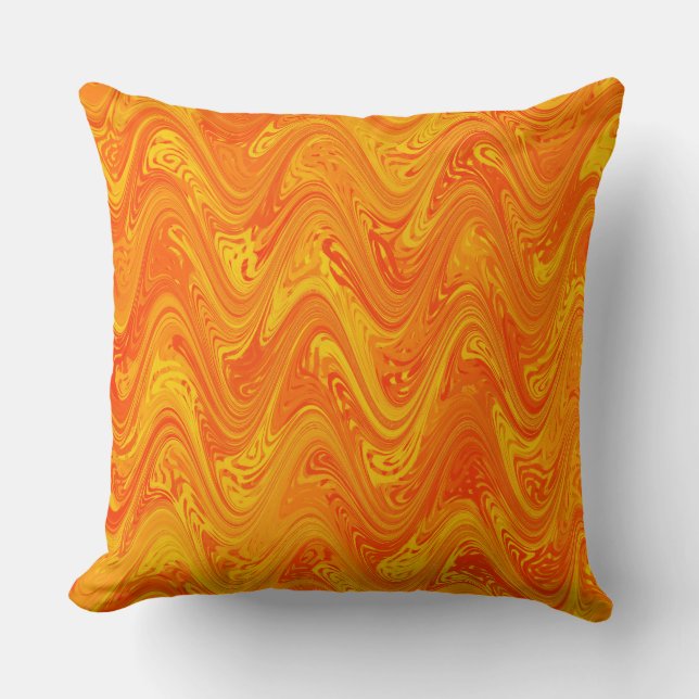 Marbling Orange Yellow Red Pattern Cushion (Front)