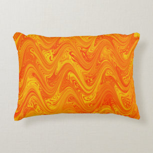 Marbling Orange Yellow Red Pattern Decorative Cushion