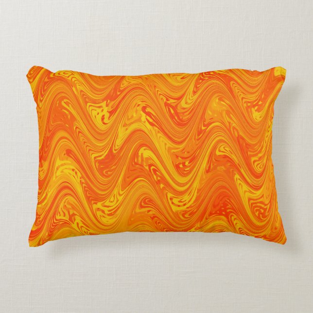 Marbling Orange Yellow Red Pattern Decorative Cushion (Front)