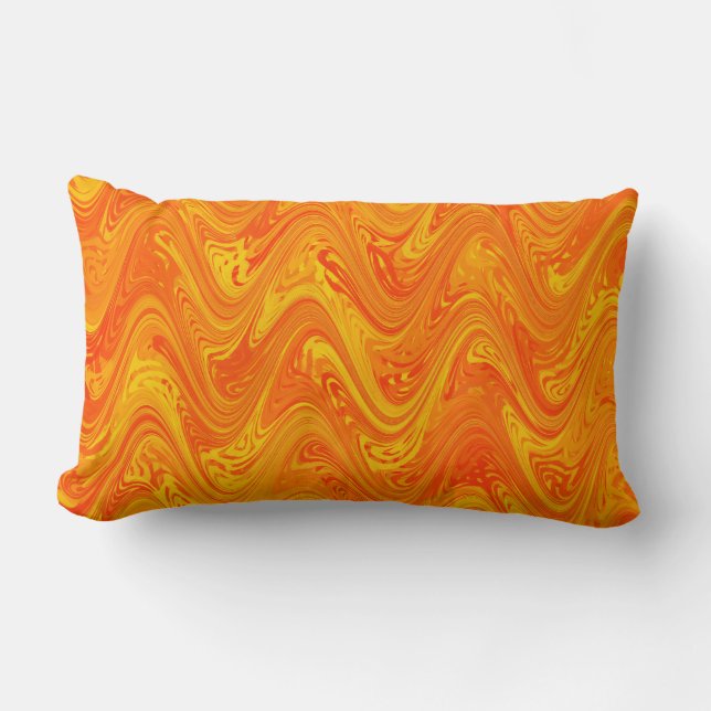 Marbling Orange Yellow Red Pattern Lumbar Cushion (Front)