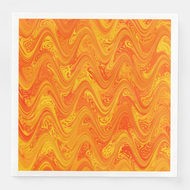 Marbling Orange Yellow Red Pattern Napkin (Front)
