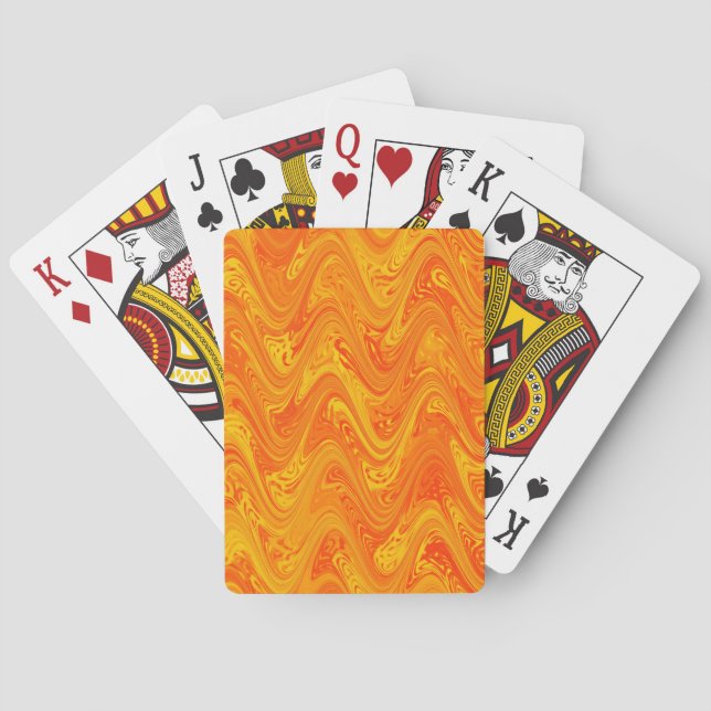 Marbling Orange Yellow Red Pattern Playing Cards (Back)
