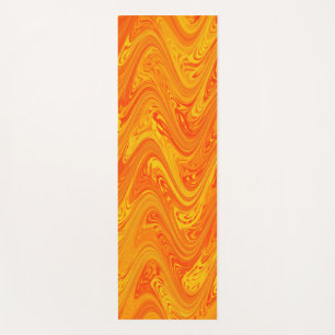 Marbling Orange Yellow Red Pattern Yoga Mat