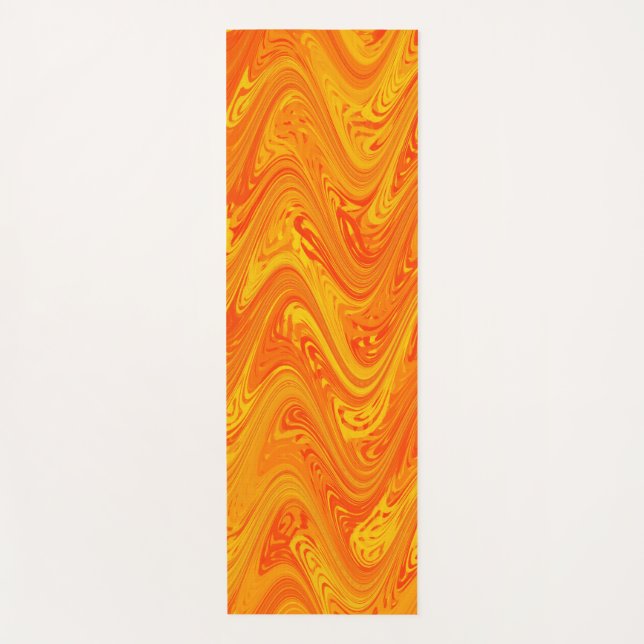 Marbling Orange Yellow Red Pattern Yoga Mat (Front)
