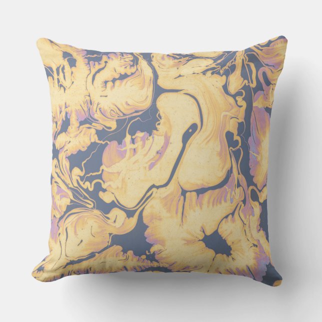 Marbling paper, ebrus technique, Liquid wet textur Cushion (Front)