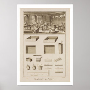 Marbling paper, from the 'Encyclopaedia' by Denis  Poster