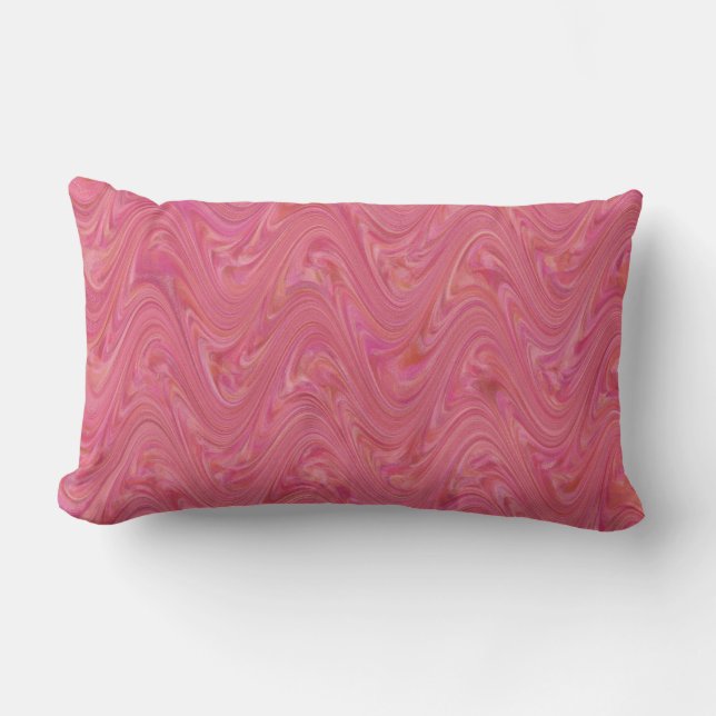 Marbling Pink Pattern Lumbar Cushion (Front)