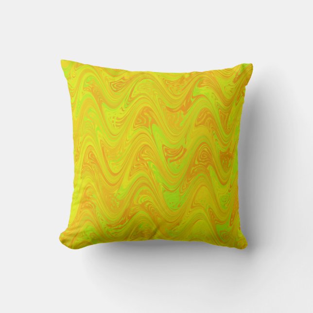 Marbling Yellow Green Orange Pattern Cushion (Front)