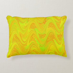 Marbling Yellow Green Orange Pattern Decorative Cushion