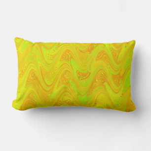 Marbling Yellow Green Orange Pattern Lumbar Cushion