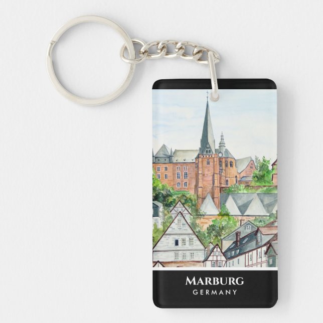 Marburg Altstadt Germany Townscape Painting Key Ring (Front)
