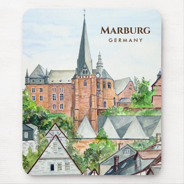 Marburg Altstadt Germany Townscape Painting Mouse Pad (Front)