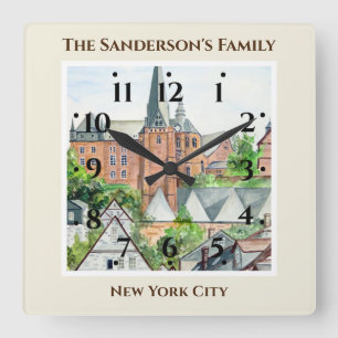 Marburg Altstadt Germany Townscape Painting Square Wall Clock