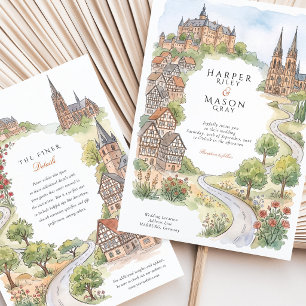 Marburg Germany Castle Elisabethkirche Wedding Invitation