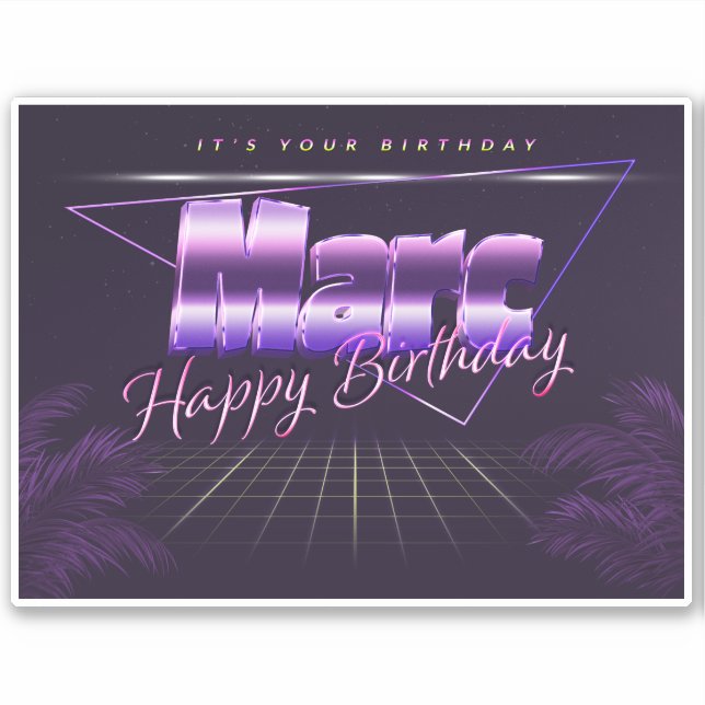 Marc Name First name lila retro Sticker Birthday (Front)