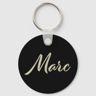 Marc Name whitegold Button Schlüsselanhänger Key Ring