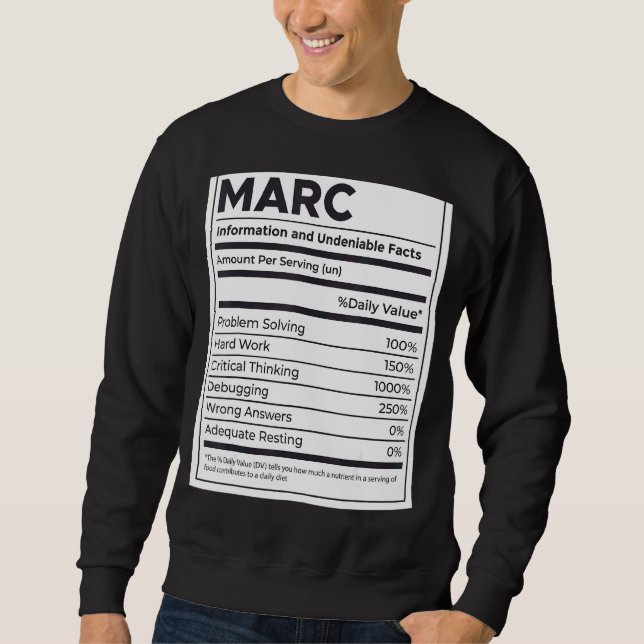 Marc Nutrition Information Problem Solving Hard Wo Sweatshirt (Front)